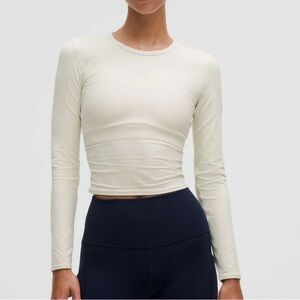 NWT Lululemon all it takes back twist Long Sleeve Ribbed Top size 8 in “bone”